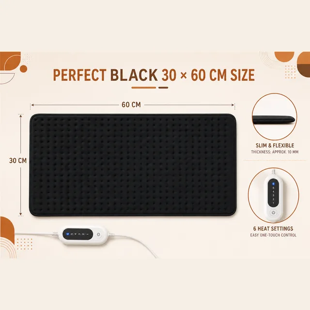 Black plush electric heating pad