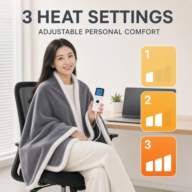 Flannel and sherpa heated wrap