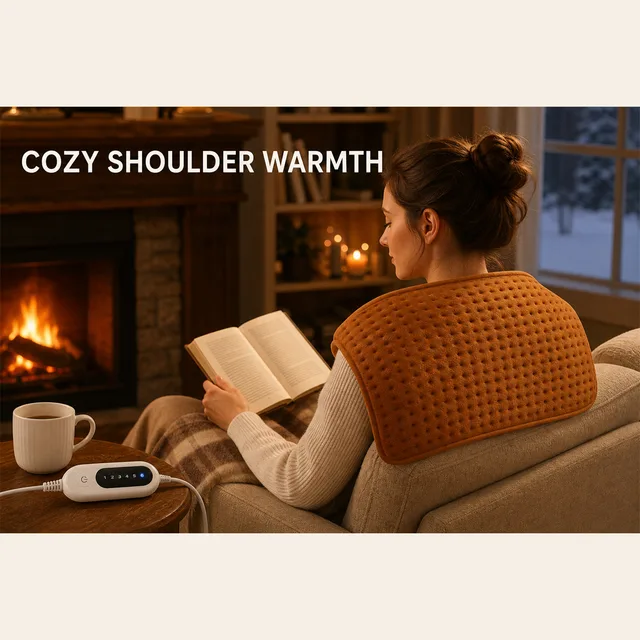 Brown plush electric heating pad