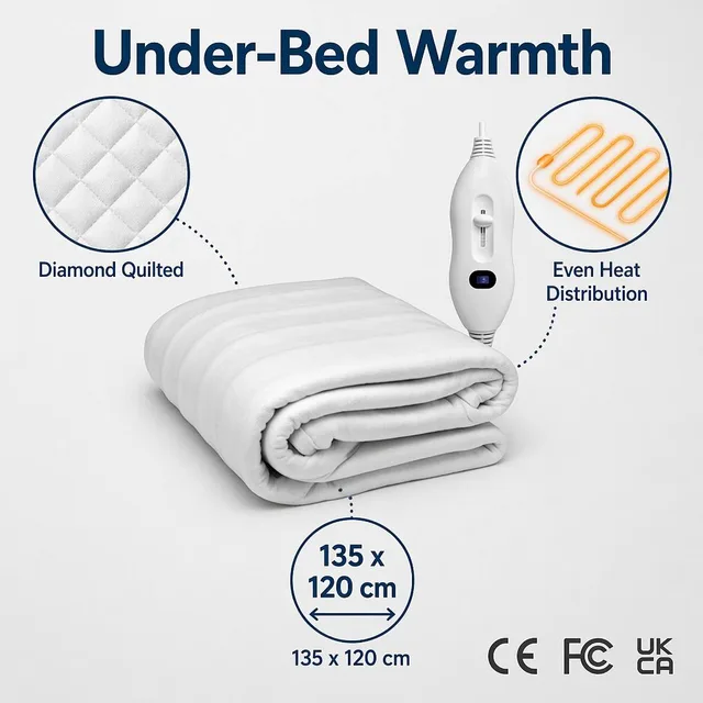 Polyester fitted heated mattress pad