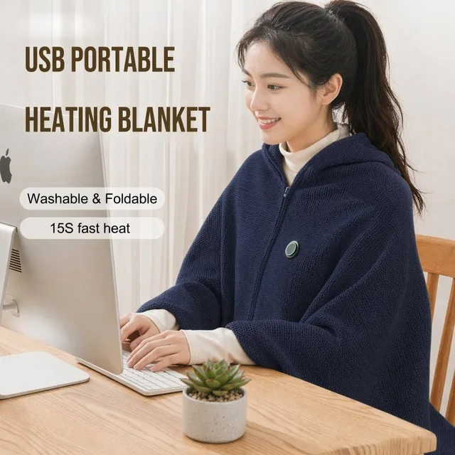 Navy flannel heated shawl