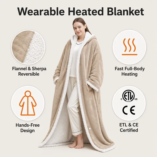 Soft-textile wearable heated shawl