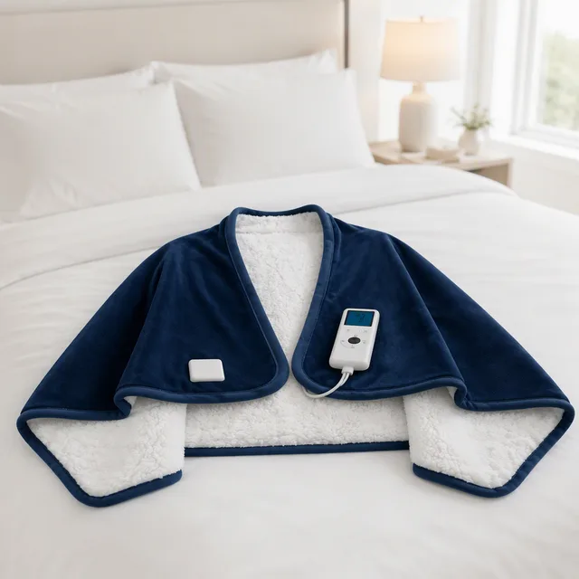 Navy wearable heated blanket