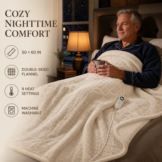 Waffle-weave heated throw