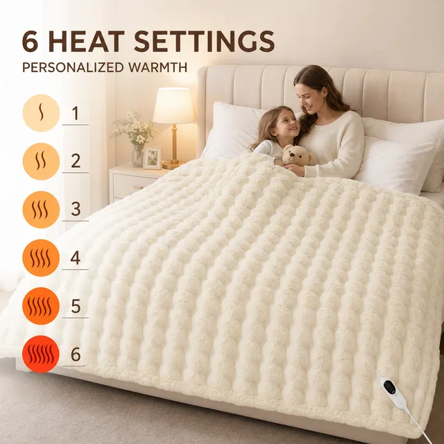 Faux-fur and flannel heated throw